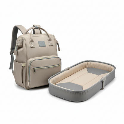 3-in-1 Diaper Backpack with Foldable Baby Bed