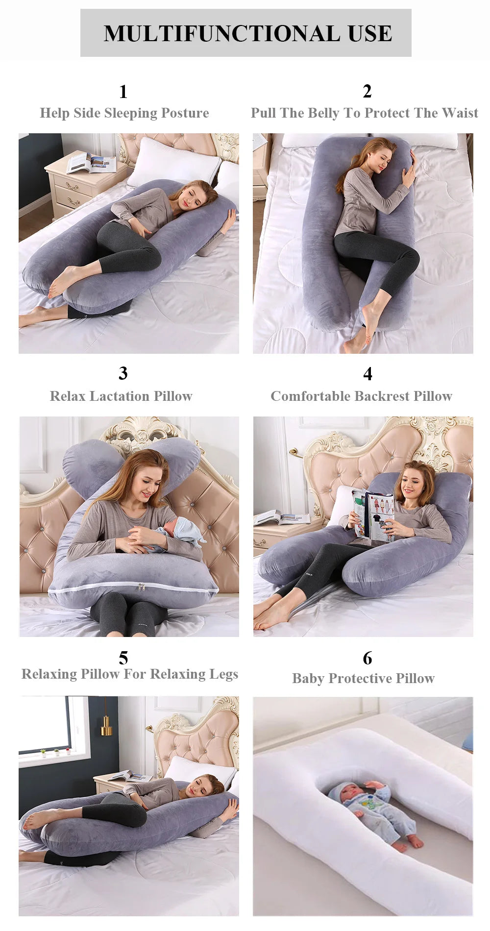 Pregnancy Body Pillow with Removable Washable Cover