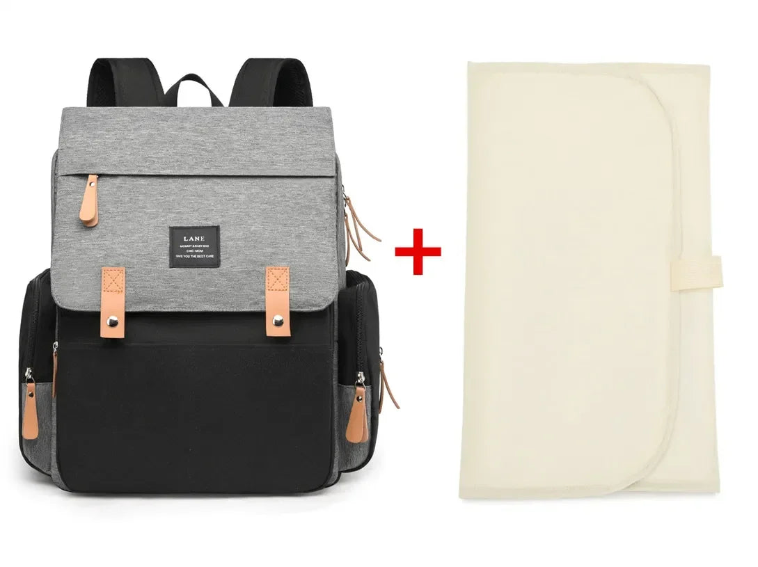 Diaper Backpack with Changing Mat and Stroller Hooks