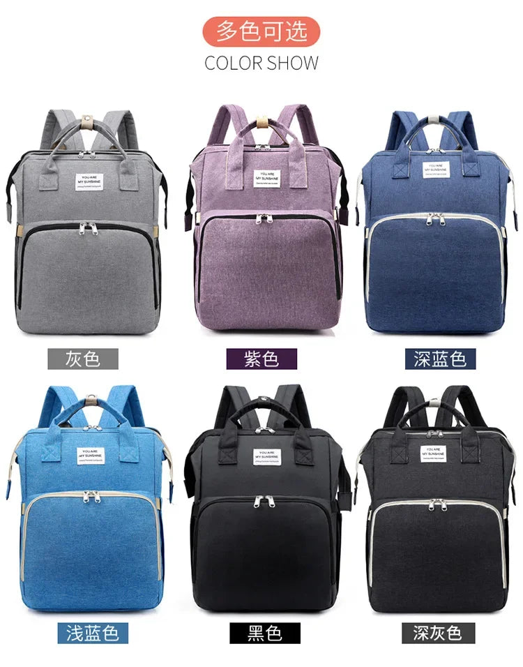 Large Capacity Diaper Backpack with Changing Mat