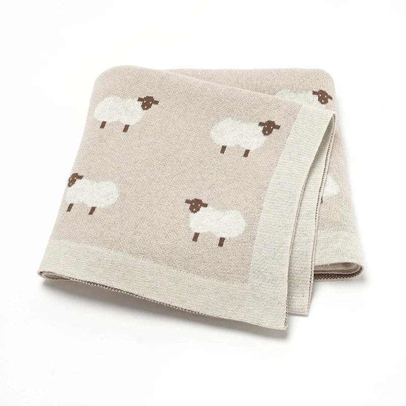 Knitted Cotton Baby Blanket for Strollers and Swaddling