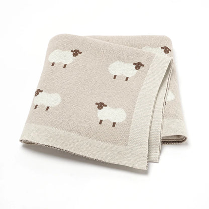 Knitted Cotton Baby Blanket for Strollers and Swaddling