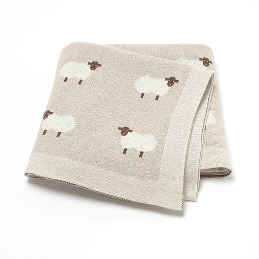 Knitted Cotton Baby Blanket for Strollers and Swaddling