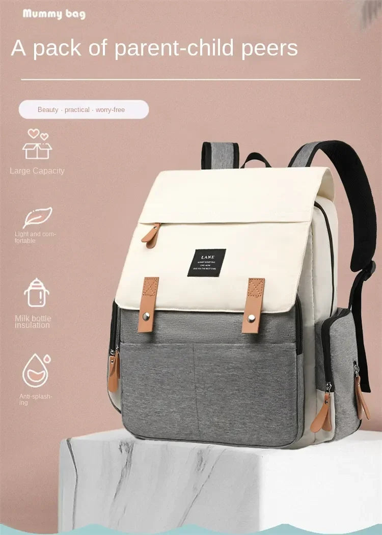 Diaper Backpack with Changing Mat and Stroller Hooks