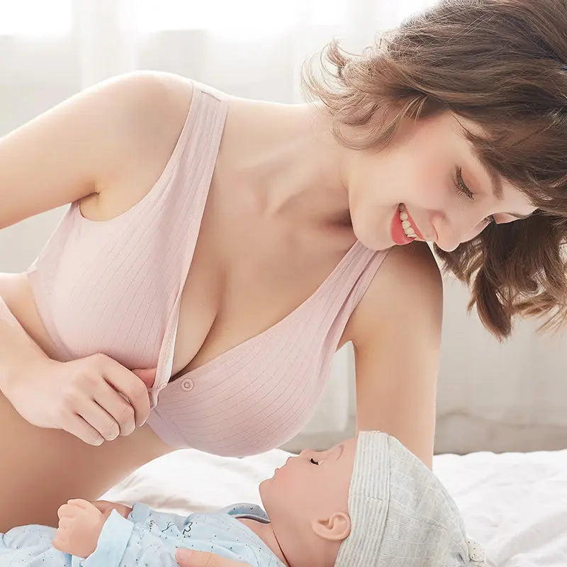 Cotton Nursing Bra with Front Closure and Wire-Free Fit