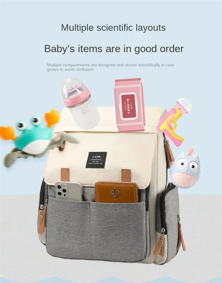 Diaper Backpack with Changing Mat and Stroller Hooks