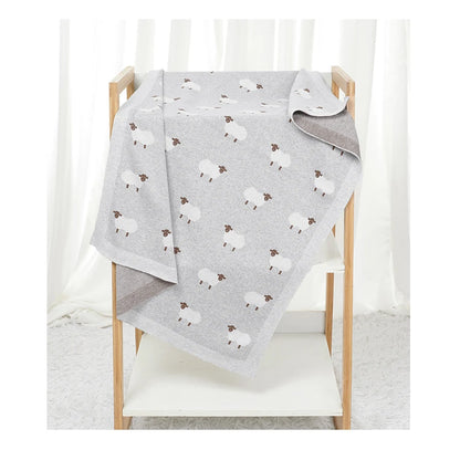 Knitted Cotton Baby Blanket for Strollers and Swaddling