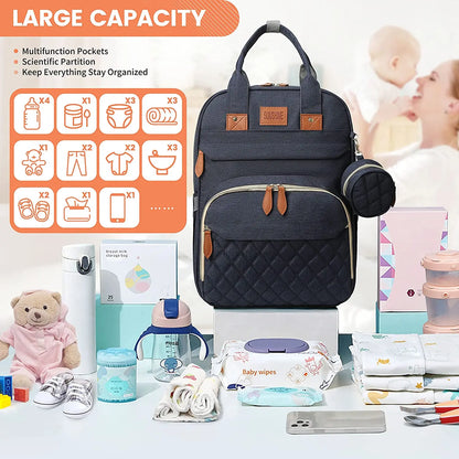 3-in-1 Diaper Backpack with Foldable Baby Bed
