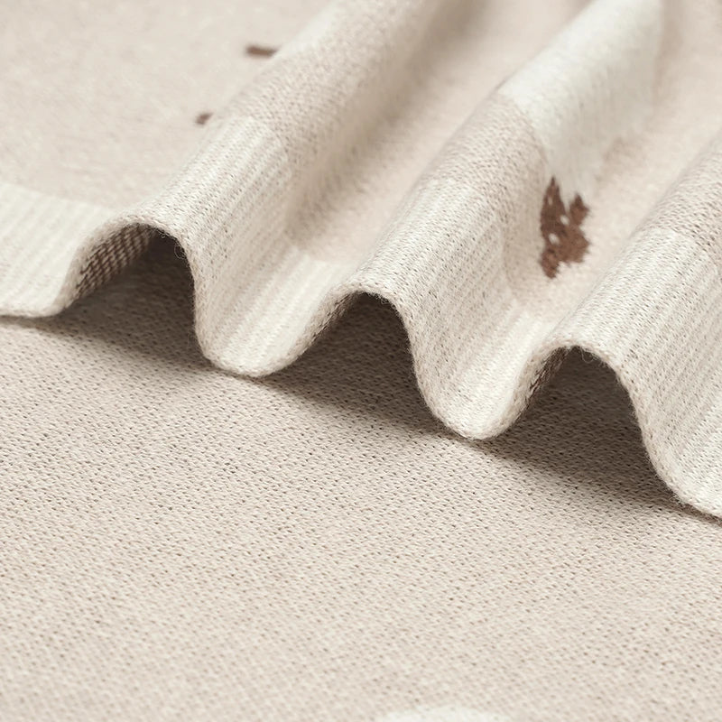 Knitted Cotton Baby Blanket for Strollers and Swaddling