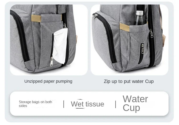 Large Capacity Diaper Backpack with Changing Mat