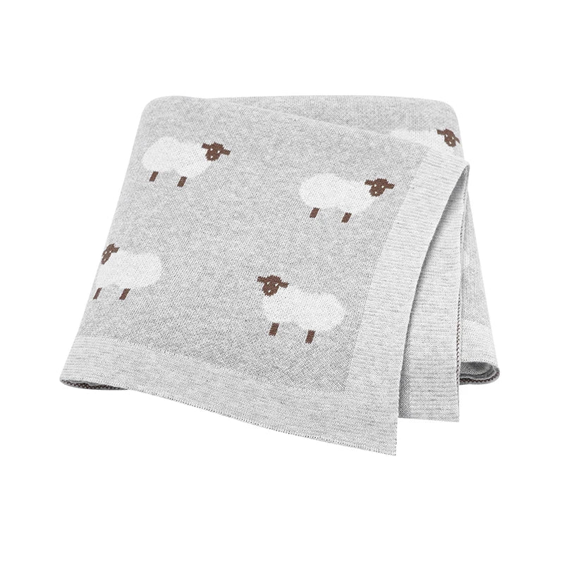 Knitted Cotton Baby Blanket for Strollers and Swaddling
