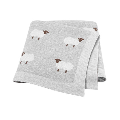 Knitted Cotton Baby Blanket for Strollers and Swaddling