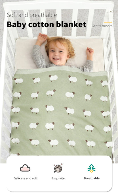 Knitted Cotton Baby Blanket for Strollers and Swaddling