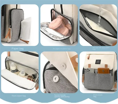 Diaper Backpack with Changing Mat and Stroller Hooks