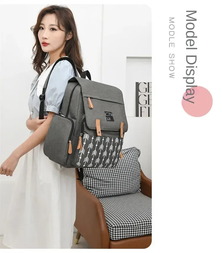 Diaper Backpack with Changing Mat and Stroller Hooks