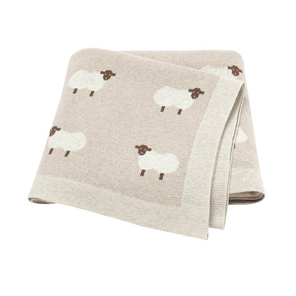 Knitted Cotton Baby Blanket for Strollers and Swaddling