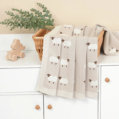 Knitted Cotton Baby Blanket for Strollers and Swaddling
