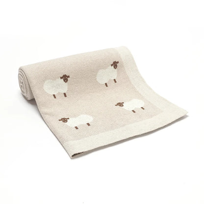 Knitted Cotton Baby Blanket for Strollers and Swaddling