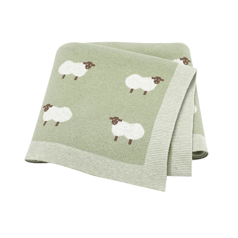 Knitted Cotton Baby Blanket for Strollers and Swaddling