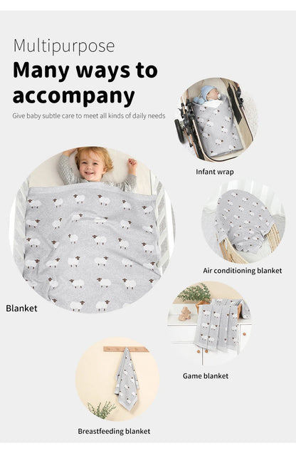 Knitted Cotton Baby Blanket for Strollers and Swaddling
