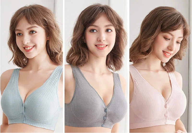 Cotton Nursing Bra with Front Closure and Wire-Free Fit