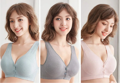 Cotton Nursing Bra with Front Closure and Wire-Free Fit
