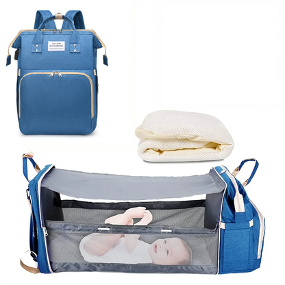 3-in-1 Diaper Backpack with Foldable Baby Bed