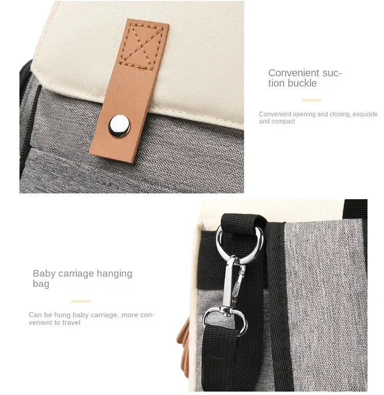 Diaper Backpack with Changing Mat and Stroller Hooks