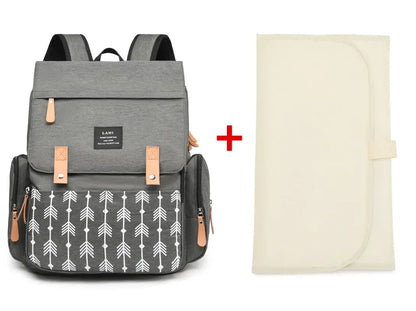 Diaper Backpack with Changing Mat and Stroller Hooks