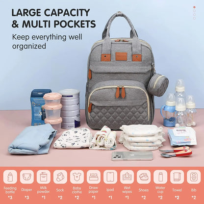 3-in-1 Diaper Backpack with Foldable Baby Bed