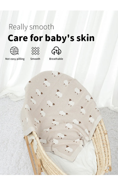 Knitted Cotton Baby Blanket for Strollers and Swaddling