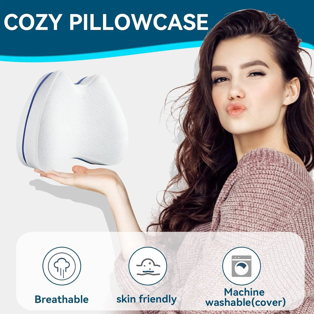 Memory Foam Knee Pillow for Side Sleeping Support