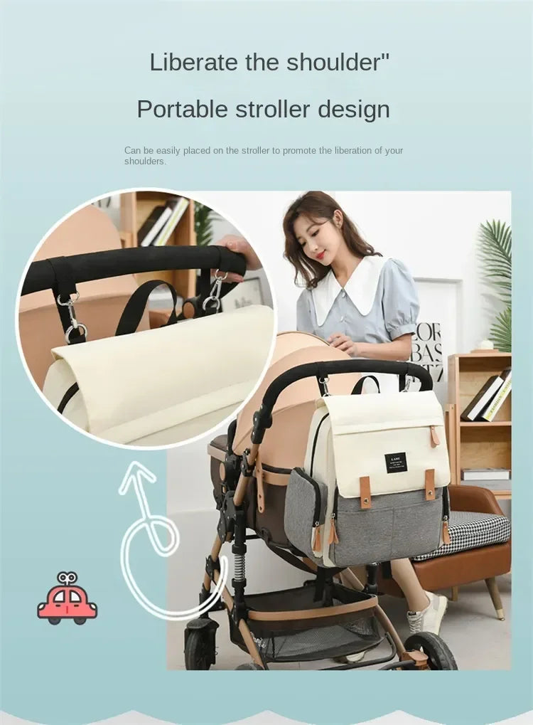 Diaper Backpack with Changing Mat and Stroller Hooks