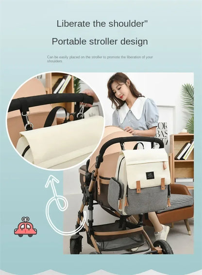 Diaper Backpack with Changing Mat and Stroller Hooks