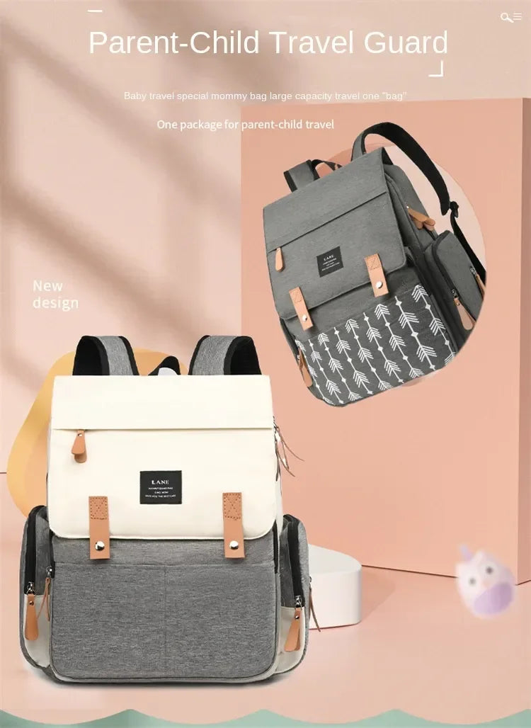 Diaper Backpack with Changing Mat and Stroller Hooks