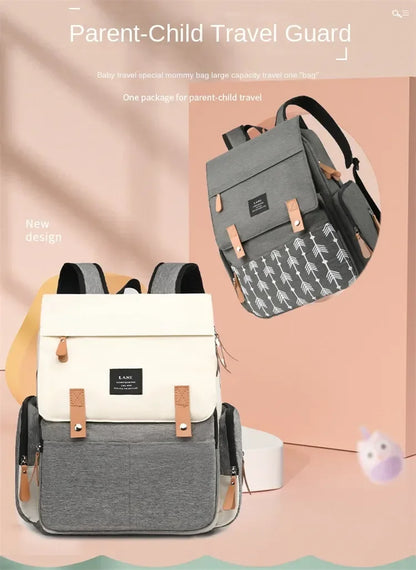 Diaper Backpack with Changing Mat and Stroller Hooks