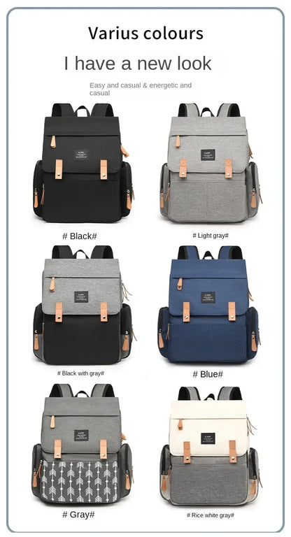 Diaper Backpack with Changing Mat and Stroller Hooks