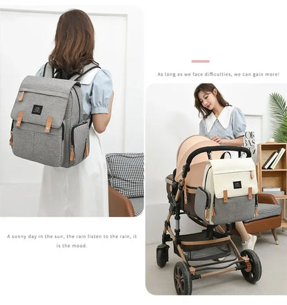 Diaper Backpack with Changing Mat and Stroller Hooks